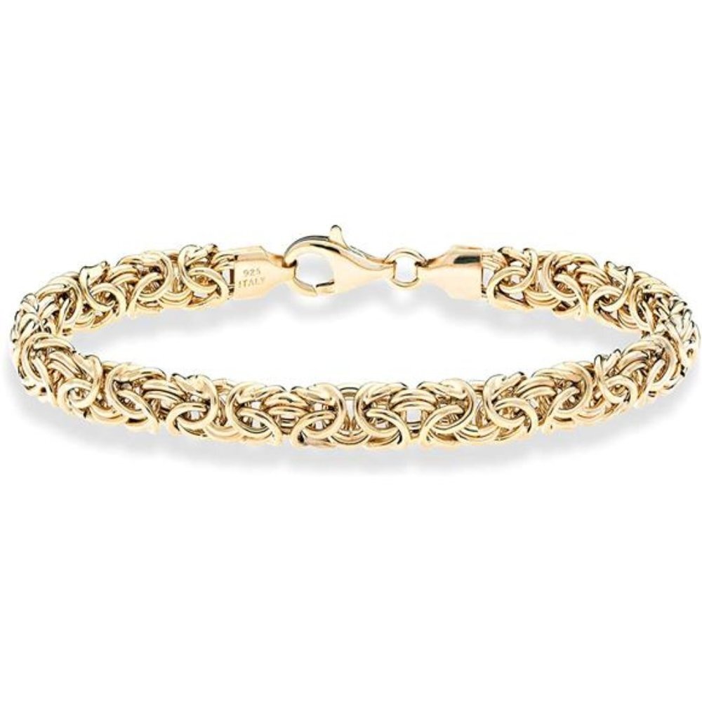 Women's Italian18K Gold Plated 925 Sterling Silver Byzantine Bracelet